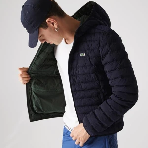 Lacoste Męska Lekka Wodoodporna Składana Kurtka Puchowa z Kapturem