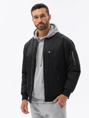 Kurtka męska ocieplana bomberka - czarna V4 Ombre Clothing