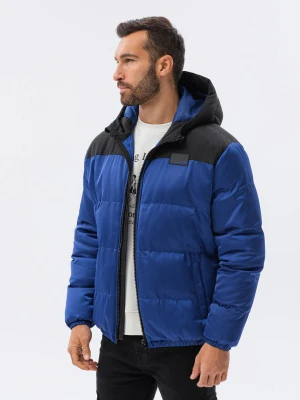 Kurtka męska pikowana - niebieska V1 - Rozmiar: XL Ombre Clothing