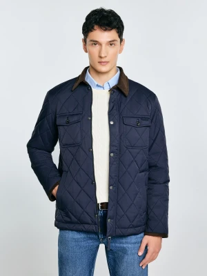 Kurtka męska pikowana ze sztruksowym kołnierzem granatowa Antwan 403 BIG STAR