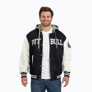 Kurtka męska Pitbull Falcon Ridge Bomber Hooded black/ecru