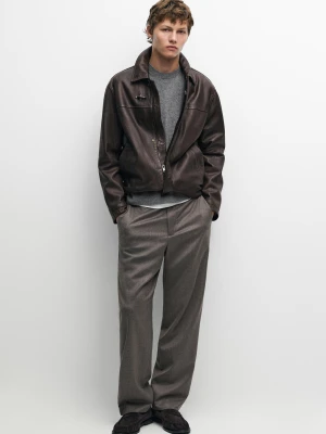 Kurtka Nappa Z Zapięciem Na Kołeczki, Capri I Zamsz - Brązowy - Massimo Dutti - Male