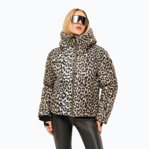 Kurtka narciarska damska Nikkie Newport Leopard hummus