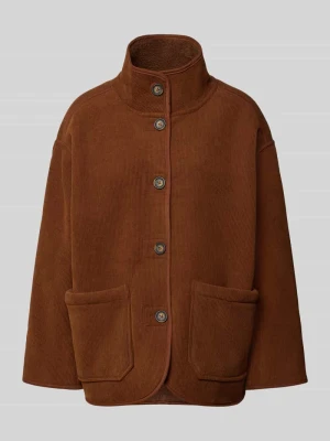 kurtka o kroju oversized fit ze stójką model 'Funa' My Essential Wardrobe Ciemnobrązowy