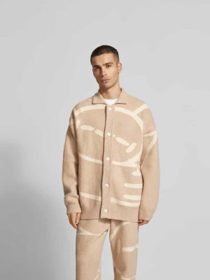 Kurtka o kroju oversized z dzianiny z dodatkiem wełny model ‘DAHLIA’ ISNURH Beżowy