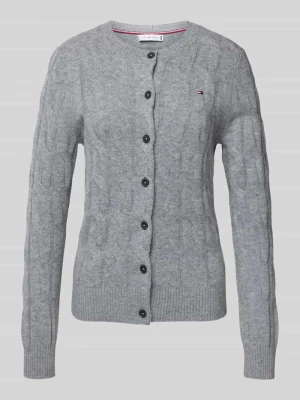 Kurtka o kroju regular fit z dzianiny z czystej wełny ze ściegiem warkoczowym Tommy Hilfiger