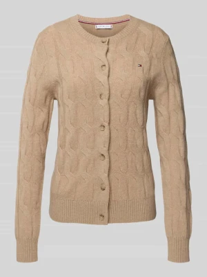 Kurtka o kroju regular fit z dzianiny z czystej wełny ze ściegiem warkoczowym Tommy Hilfiger