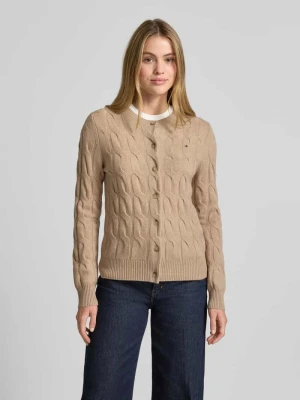 Kurtka o kroju regular fit z dzianiny z czystej wełny ze ściegiem warkoczowym Tommy Hilfiger