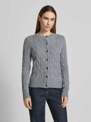 Kurtka o kroju regular fit z dzianiny z czystej wełny ze ściegiem warkoczowym Tommy Hilfiger