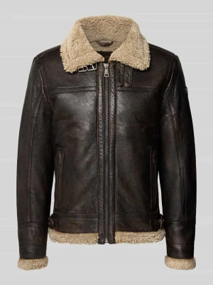 Kurtka o kroju regular fit z imitacji skóry model ‘Airforce’ gipsy