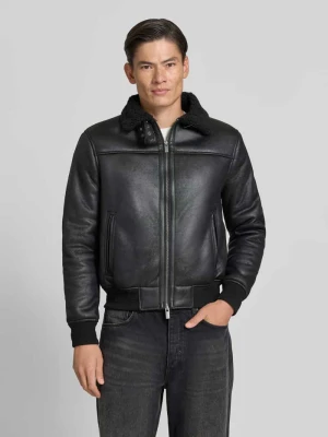 Kurtka o kroju regular fit z imitacji skóry Model 'Aviator' MARKUP Czarny