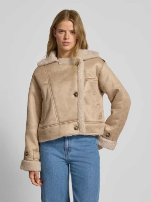 Kurtka o kroju regular fit z imitacji skóry welurowej model ‘YLVA’ Only