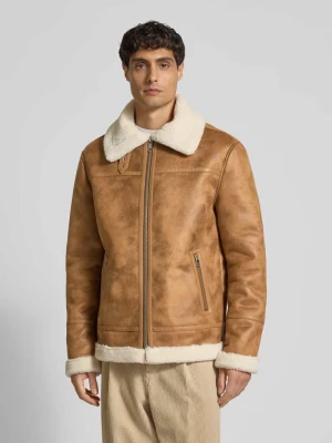 Kurtka o kroju regular fit z kołnierzem ze sztucznego futra z imitacji skóry MCNEAL