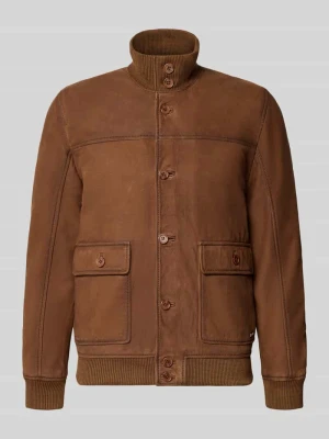kurtka o kroju regular fit z materiał skóropodobny model 'GORDEN' MAURITIUS Koniakowy