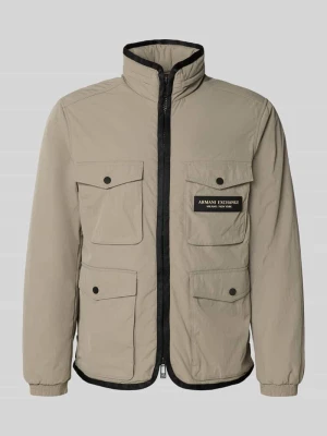 kurtka o kroju regular fit z naszywanymi kieszeniami model 'BLOUSON' Armani Exchange Beżowy