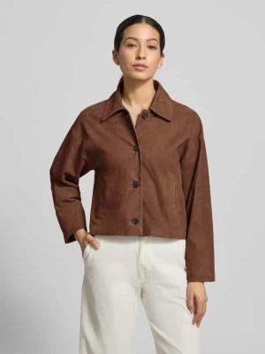 Kurtka o kroju regular fit z naturalnej skóry jagnięcej welurowej z wykładanym kołnierzem Windsor