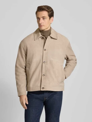 Kurtka o kroju regular fit z naturalnej welurowej skóry koziej model ‘LANCE’ Selected Homme