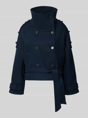 Kurtka o kroju regular fit z domieszką wełny Gina Tricot Granatowy