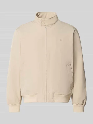 kurtka o kroju regular fit z wyhaftowanym logo model 'HARRINGTON' Superdry Kamienny