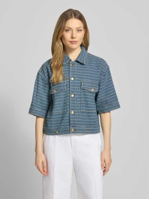 kurtka o kroju relaxed fit z tkaniny stylizowanej na denim z kieszeniami na piersiach model 'Ebba' MOS MOSH