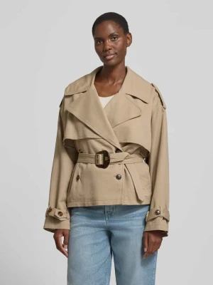 Kurtka o pudełkowym kroju w stylu trenczu z mieszanki bawełny i lnu model 'ACLUNDA-1-W' HUGO