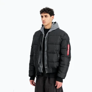 Kurtka ociepalana męska Alpha Industries MA-1 Logo Puffer Bomber black