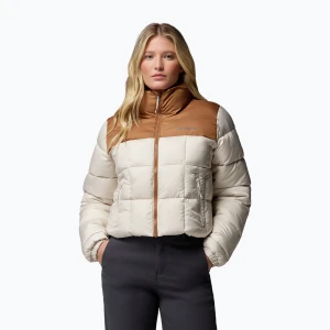 Kurtka ocieplana damska Columbia Puffect III Cropped dark stone / camel brown Biały