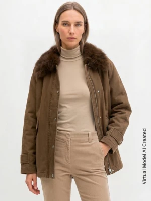 Kurtka outdoorowa o splocie skośnym w swobodnym stylu Marc O'Polo hnědá