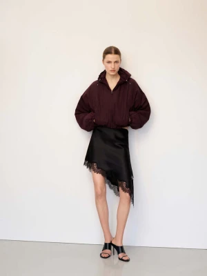 Kurtka oversize z kapturem kasztanowy - Kobieta - - MANGO