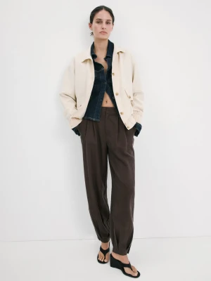 Kurtka oversize z kieszeniami kremowy / écru - Kobieta - - MANGO