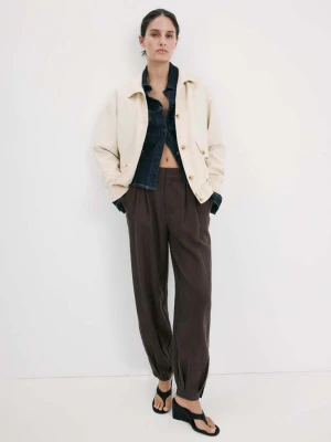 Kurtka oversize z kieszeniami kremowy / écru - Kobieta - - MANGO