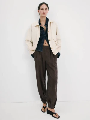 Kurtka oversize z kieszeniami kremowy / écru - Kobieta - - MANGO