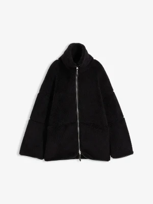 Kurtka oversize z kożuszkowego polaru BonPrix czarny