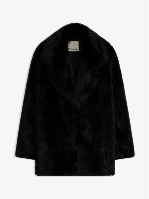 Kurtka oversize ze sztucznego futerka BonPrix czarny