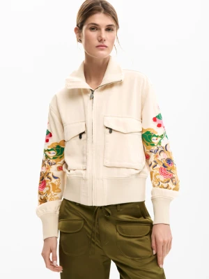 kurtka patch w kwiaty Desigual biały