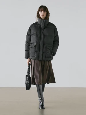 Kurtka Pikowana - Czarny - - Massimo Dutti - Kobieta
