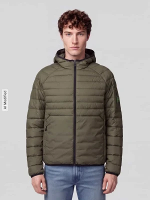 kurtka pikowana o kroju regular fit z kapturem model 'OW_Urbanex' Boss Ciemnozielony