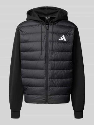 kurtka pikowana o kroju regular fit z kołnierzem z kapturem Adidas Czarny