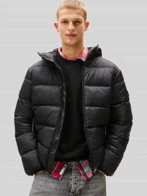 kurtka pikowana o kroju regular fit z kołnierzem z kapturem Tommy Jeans Czarny