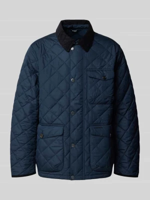 Kurtka pikowana z kołnierzem ze sztruksu w kroju regular fit Model 'HORNBY' Barbour Granatowy