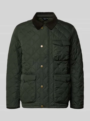 kurtka pikowana o kroju regular fit z kołnierzykiem w kontrastowym kolorze model 'HORNBY' Barbour