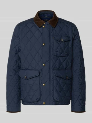 kurtka pikowana o kroju regular fit z listwą z zatrzaskami Polo Ralph Lauren Granatowy
