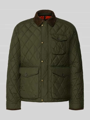 kurtka pikowana o kroju regular fit z listwą z zatrzaskami Polo Ralph Lauren Oliwkowy