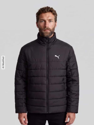 Kurtka pikowana o kroju regular fit z nadrukiem z logo Puma Czarny