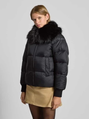 Kurtka pikowana o kroju regular fit z szerokim obszyciem ze sztucznego futra model ‘FUJI-1’ Hugo Blue