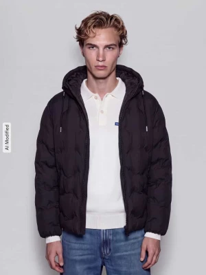 kurtka pikowana o kroju regular fit z troczkiem w talii model 'Barbo2641' Hugo Czarny