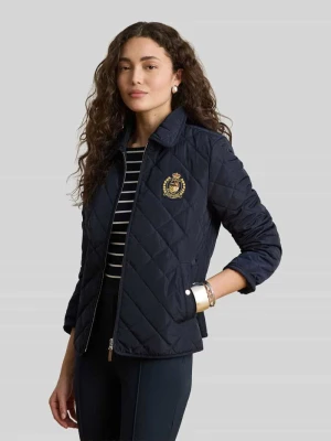 Kurtka pikowana o kroju regular fit z wyhaftowanym herbem Lauren Ralph Lauren Ciemnoniebieski