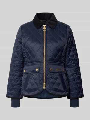 kurtka pikowana o kroju slim fit z wyhaftowanym logo Barbour Granatowy