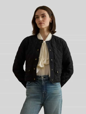 Kurtka pikowana o krótkim kroju z kieszeniami z patką model 'CENWAY' Lauren Ralph Lauren Czarny