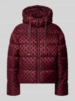 Kurtka pikowana o krótkim kroju z wzorem z logo model 'NEW DAISY' Guess Bordowy